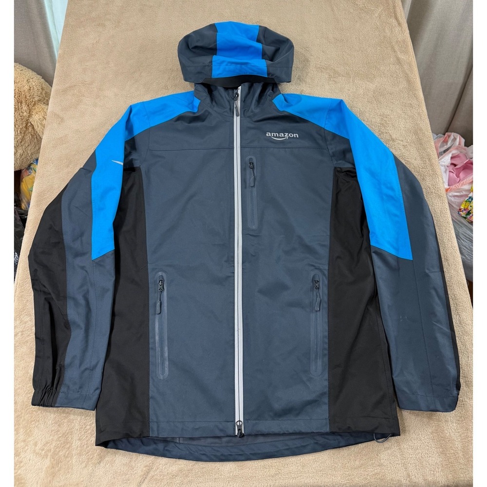 Amazon Prime Rain Shell Jacket Luly Yang Grey‎ Blue Mens Small APRSJ01U